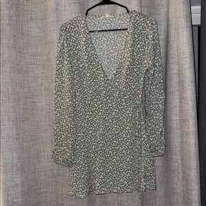 La Hearts Green Floral Long Sleeve Dress